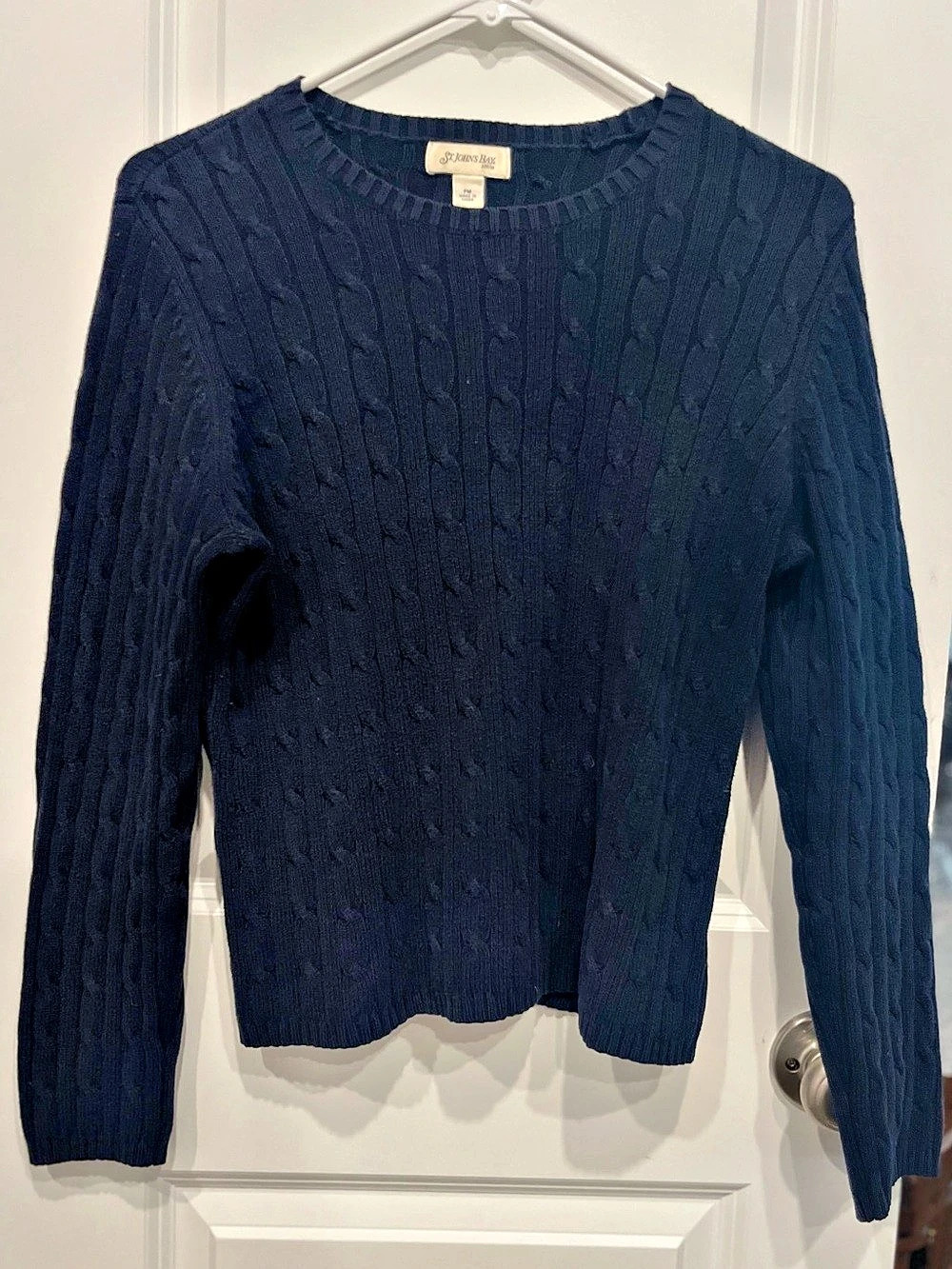 St. John’s Bay Classic Cable Knit Crewneck Sweater Cable Knit Sweater in Blue